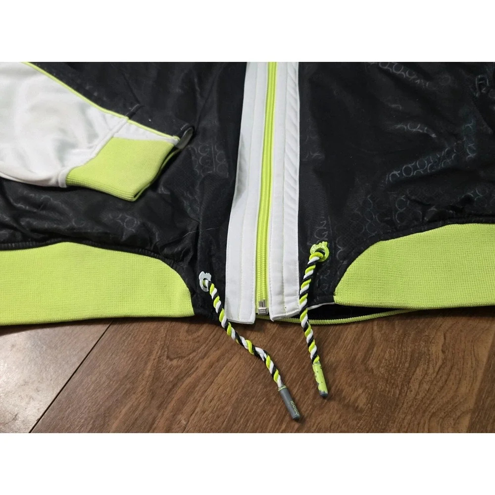 Coogi Jacket Mens Size 5XL Black White Lime Green Vintage Patches Full Zip‎